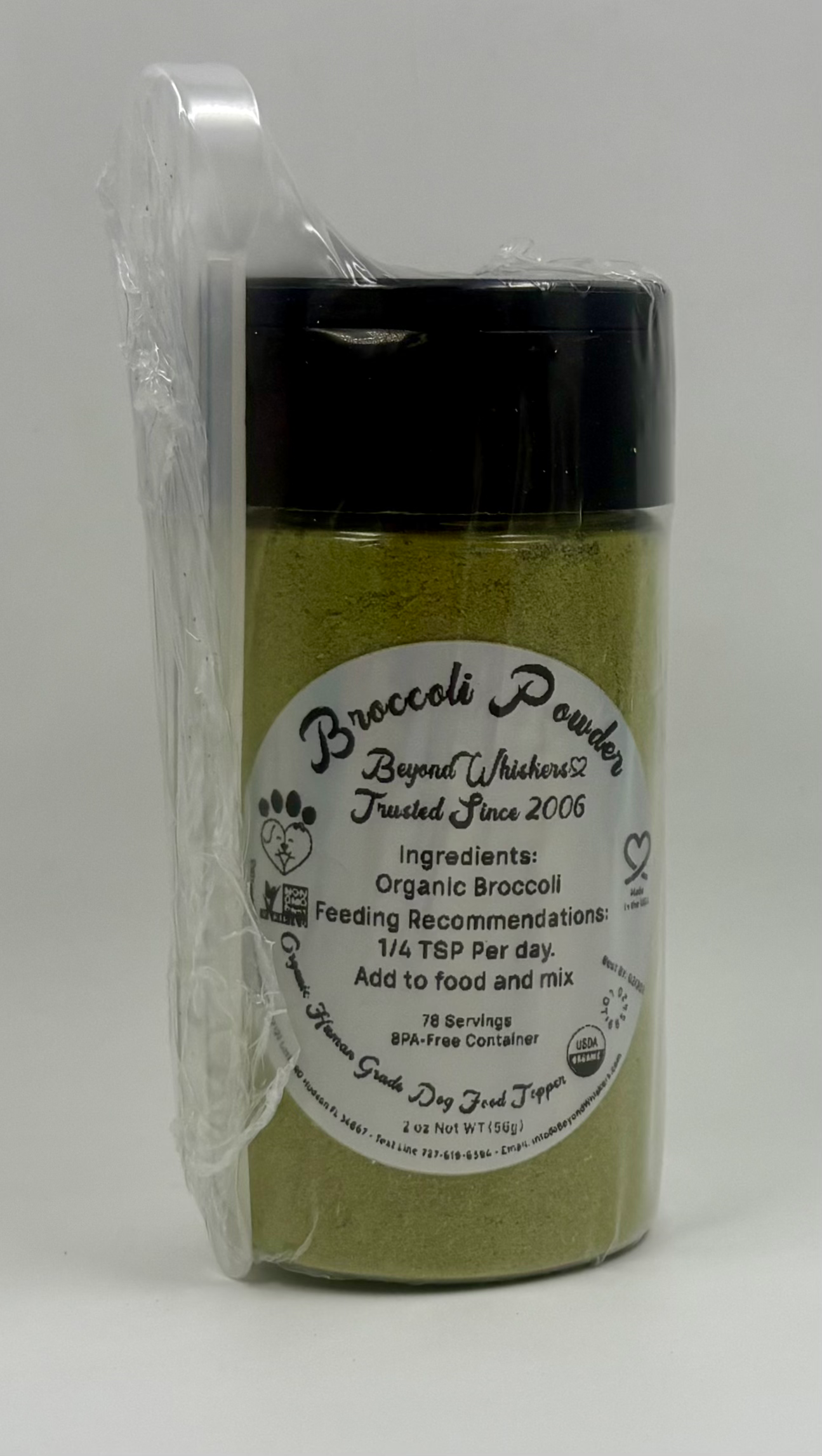 BeyondWhiskers Organic Human Grade Broccoli Powder Dog Food Topper 2 oz image 2