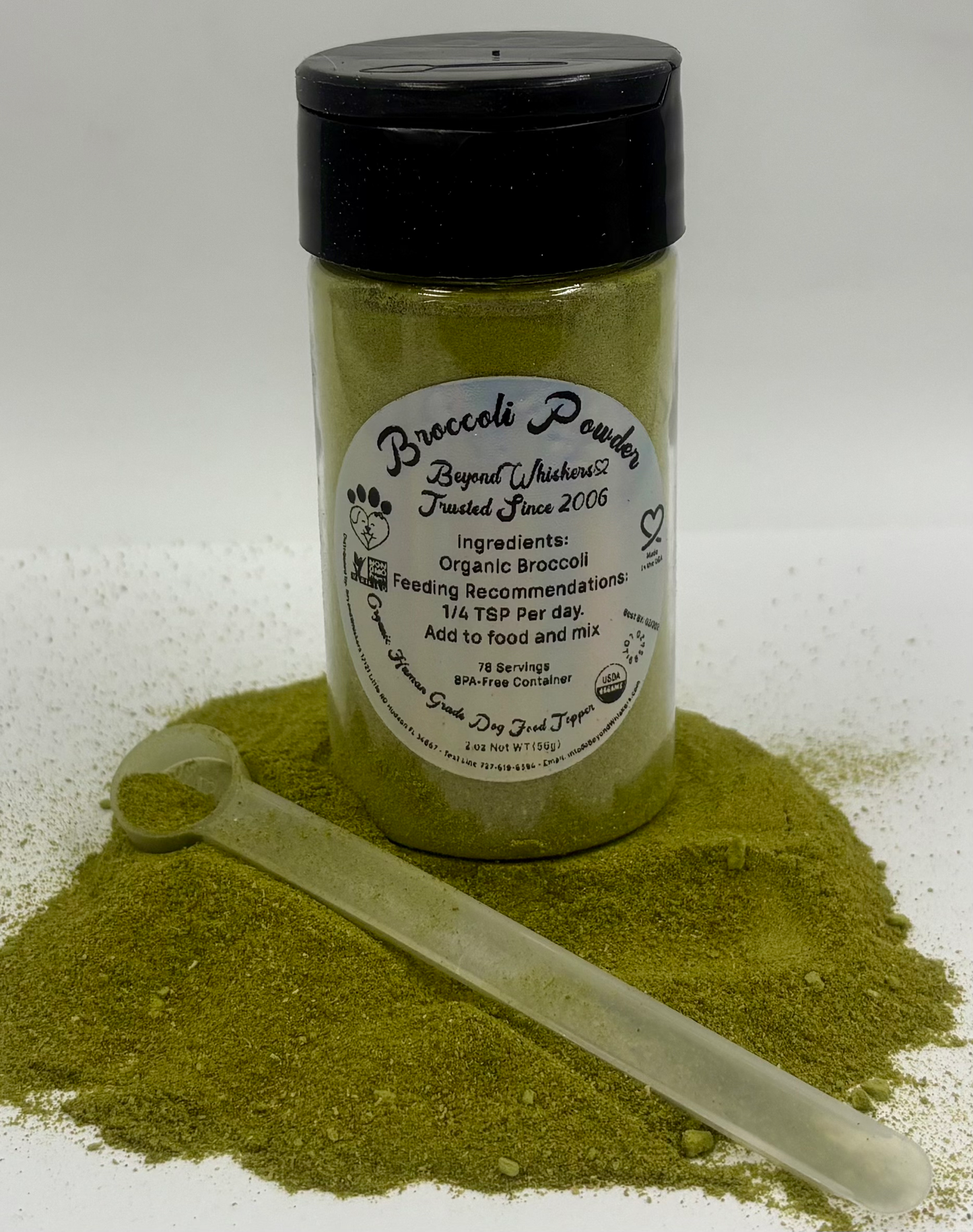 BeyondWhiskers Organic Human Grade Broccoli Powder Dog Food Topper 2 oz image 0