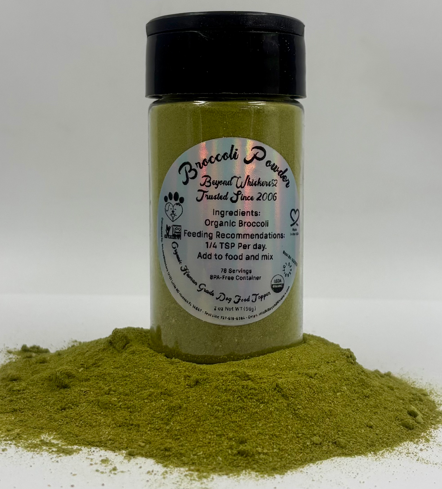 BeyondWhiskers Organic Human Grade Broccoli Powder Dog Food Topper 2 oz image 3