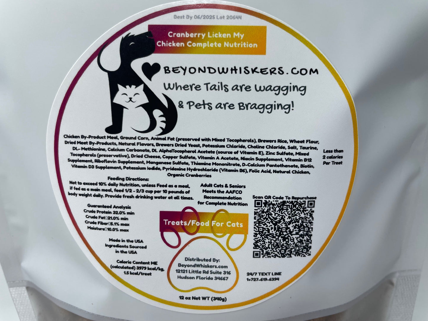 BeyondWhiskers Cranberry Licken My Chicken complete cat treats or Food (Bulk) image 3