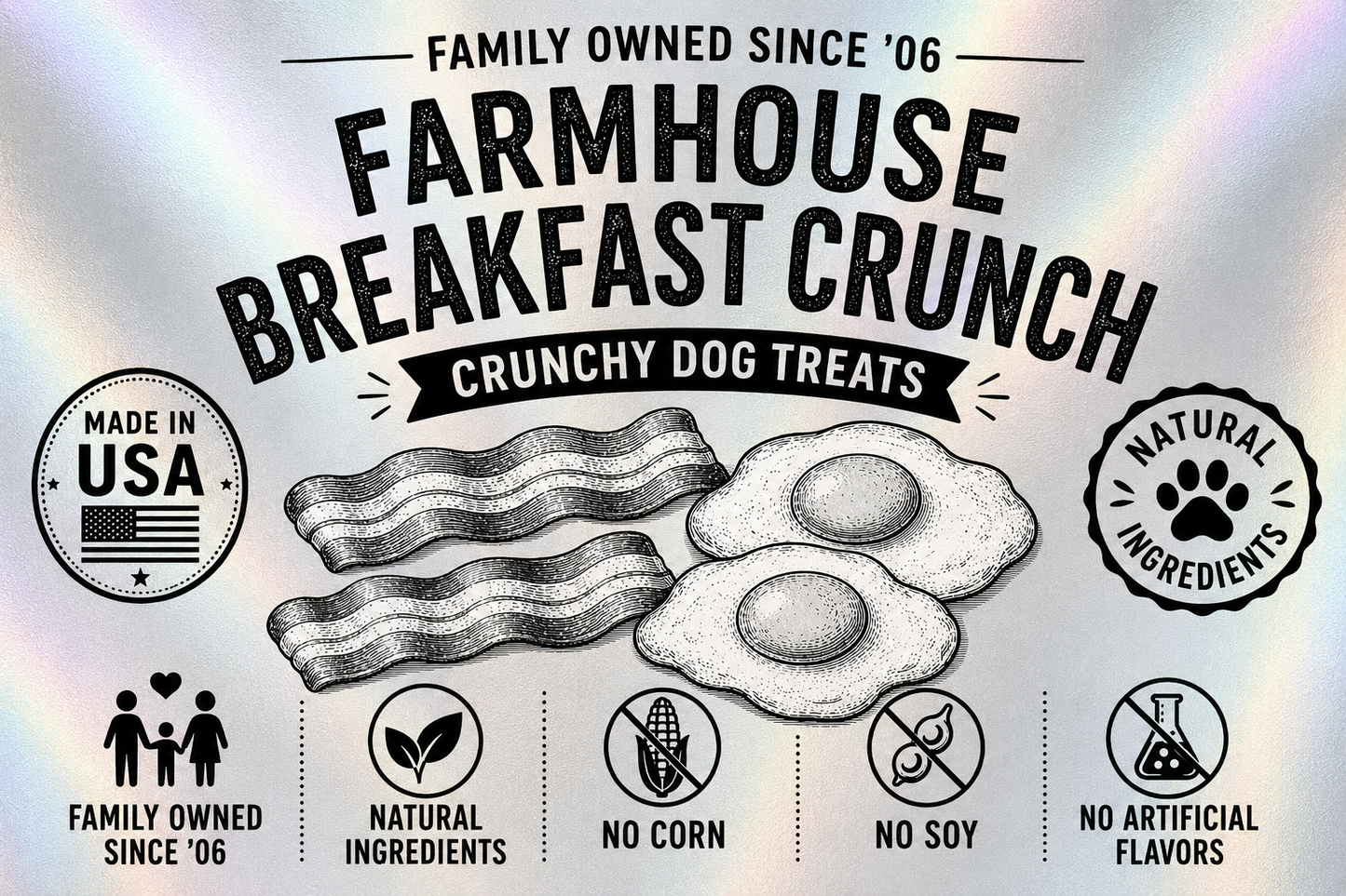 Farmhouse Breakfast Crunch Crunchy Dog Treats | Bacon Flavor Dog Treats | Made in USA