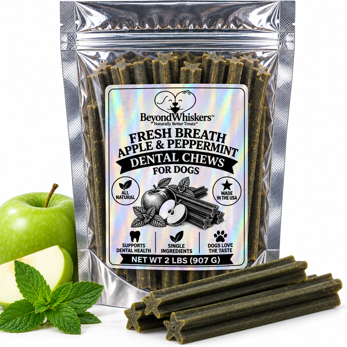 Dental Chew Sticks Dog Treats, 6" Durable Dental Support