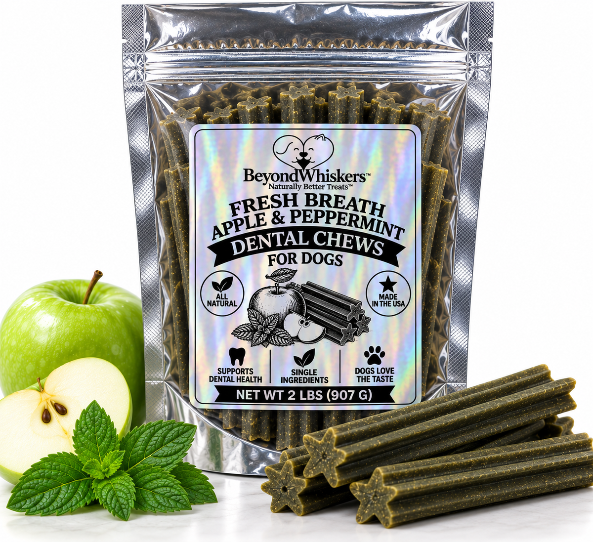 Dental Chew Sticks Dog Treats, 6" Durable Dental Support