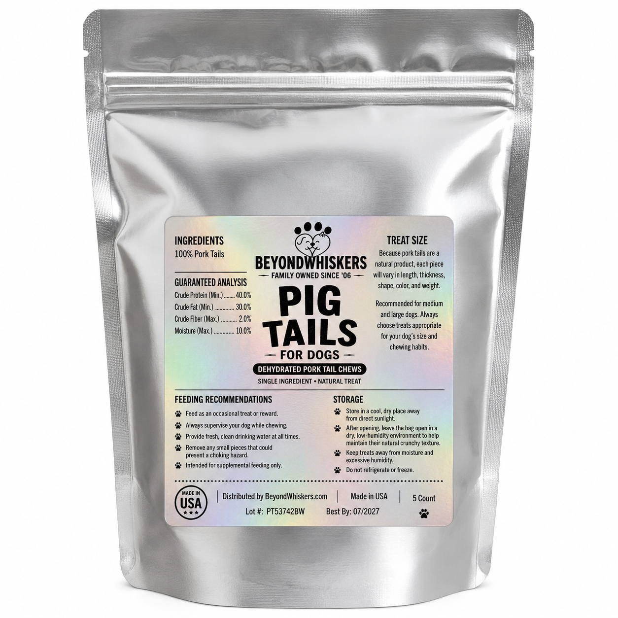 Dehydrated Pork Tails for Dogs
