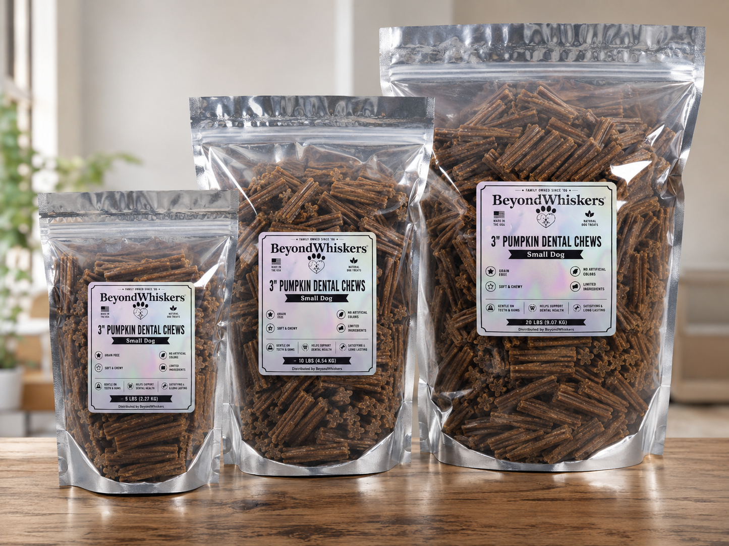 Bulk Dental Chews for Small Dogs | 3-Inch Pumpkin | USA Made
