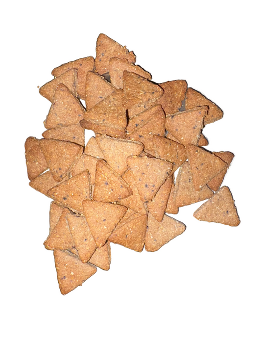 Blueberry Pancake crunchy dog treats from Beyondwhiskers - natural USA-made pet treats with real blueberries and maple flavor
