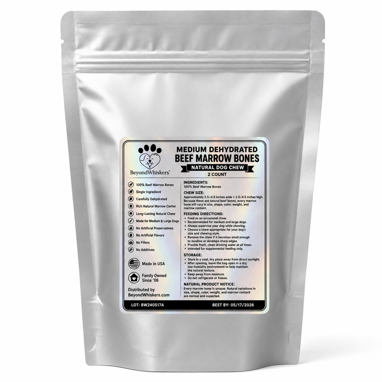 Medium Dehydrated Beef Marrow Bone Dog Chew