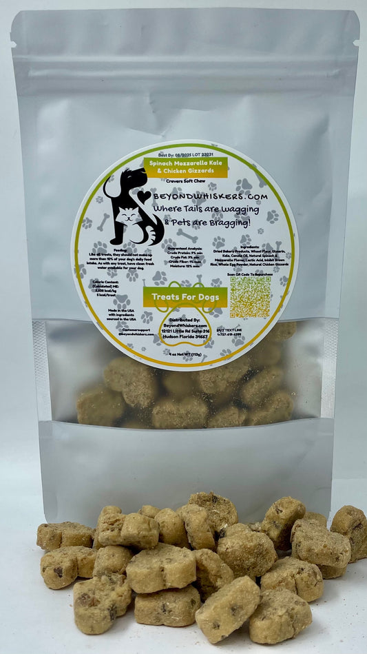 BeyondWhiskers Spinach, Kale, Mozzarella and Chicken Gizzards dog treats image 0