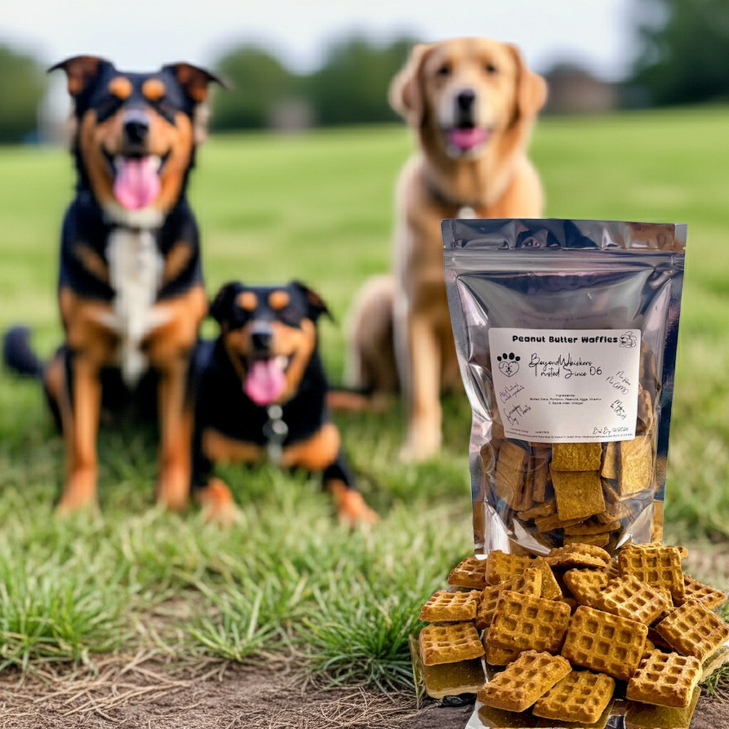Pumpkin Peanut Butter Waffle Crunchy Dog Treats | Beyondwhiskers