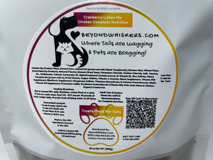 BeyondWhiskers Cranberry Licken My Chicken complete cat treats or Food (Bulk) image 3