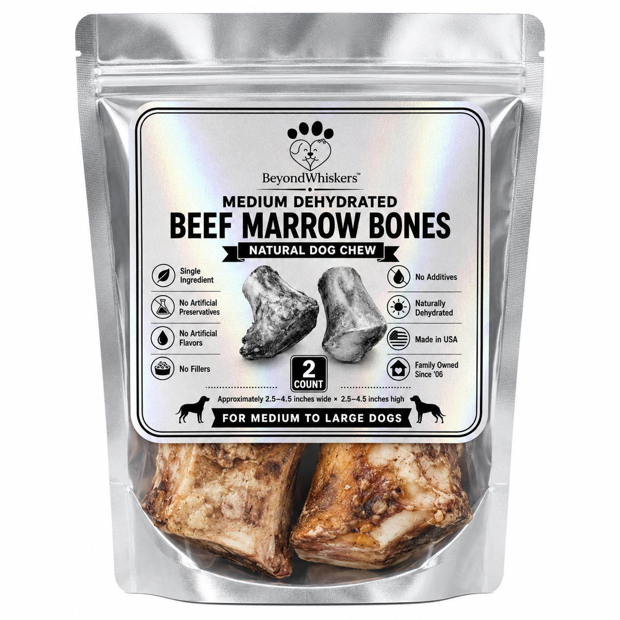Medium Dehydrated Beef Marrow Bone Dog Chew