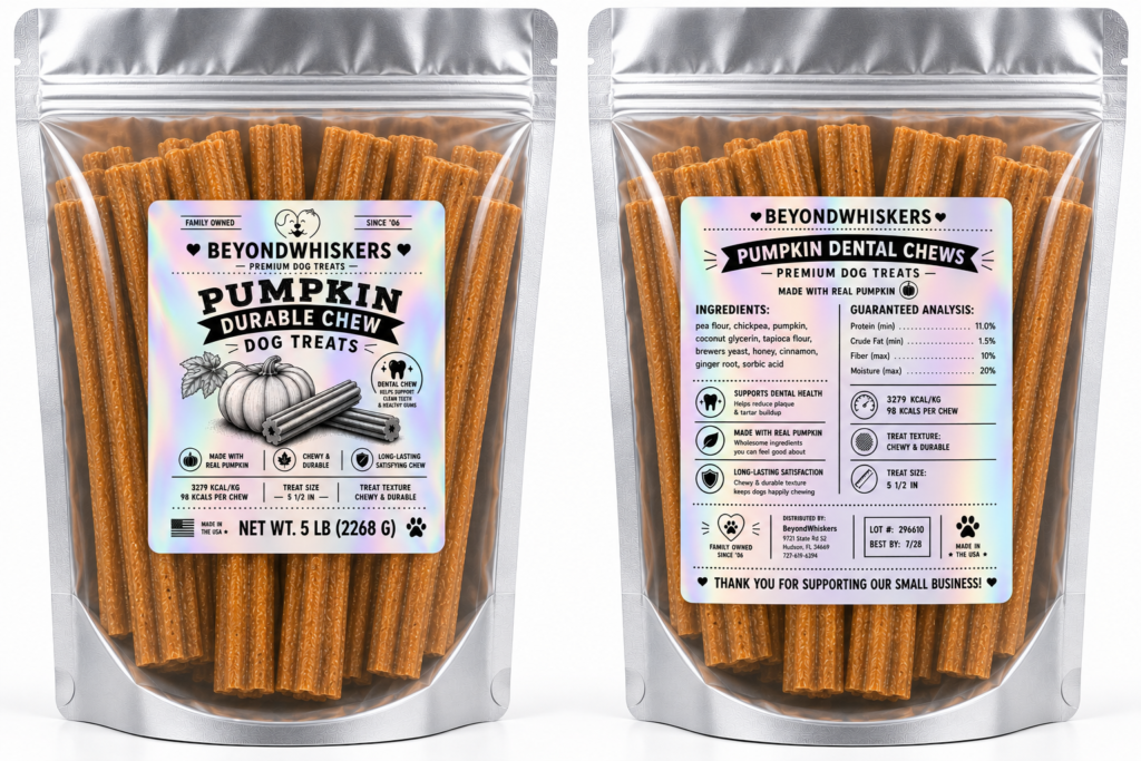 Bulk Pumpkin Dental Chews for Dogs | 5.5-Inch | USA Made